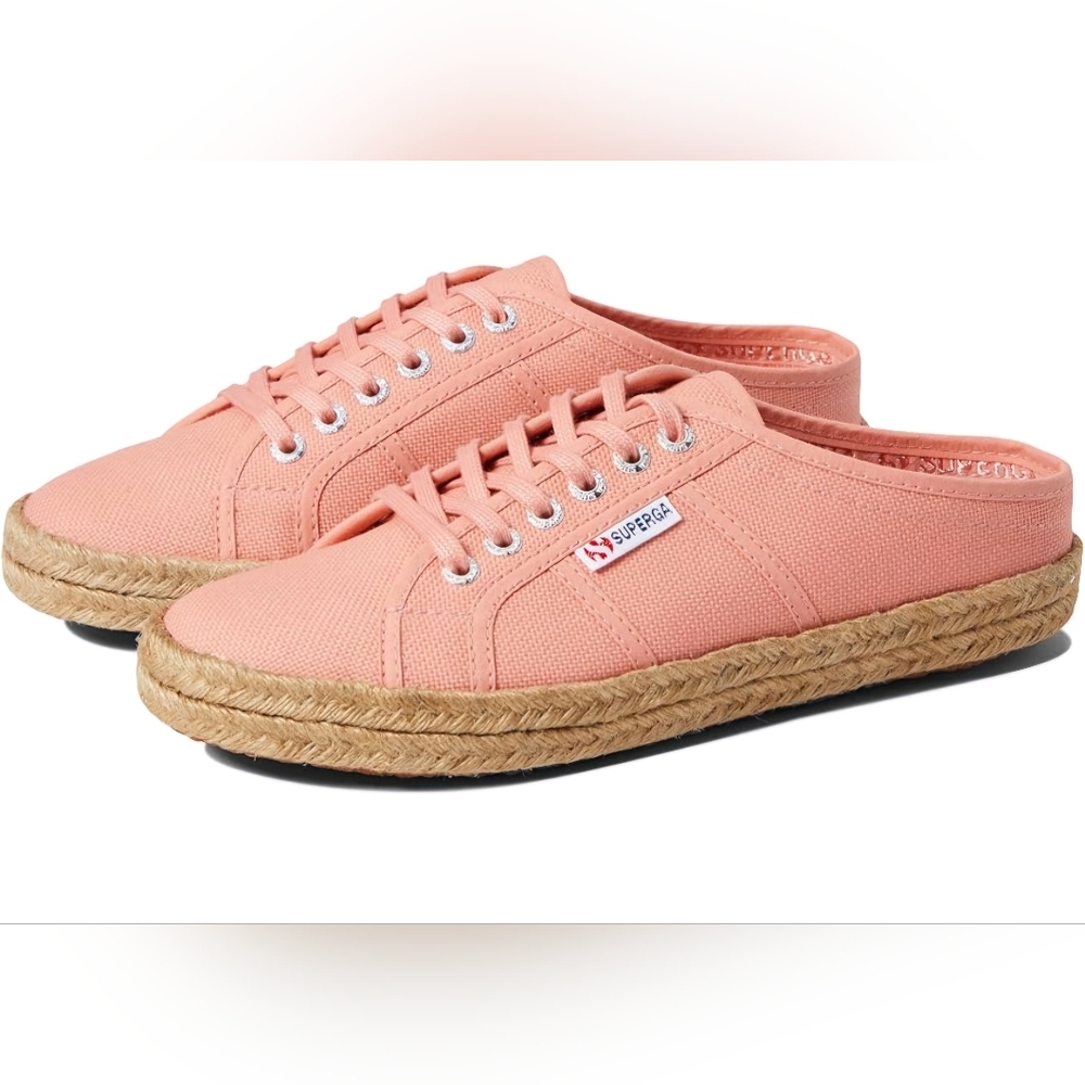 Superga Pink Espadrille Shoes with Woven Sole
